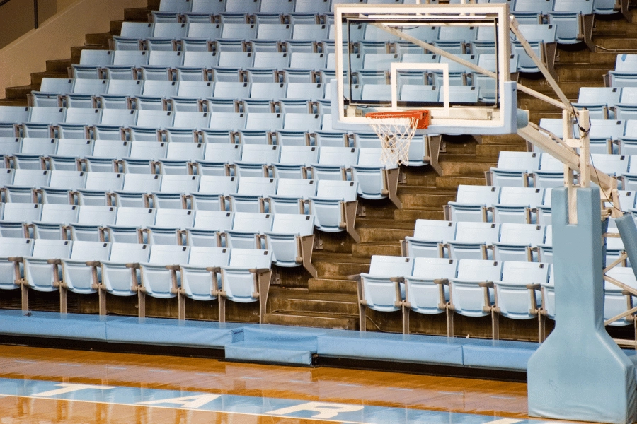 UNC Basketball stadium with empty seats 